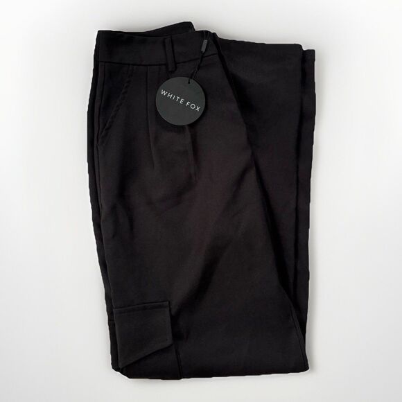 White Fox Pants Womens Size Medium Make It Official Black Wide Leg NWT - Picture 1 of 7
